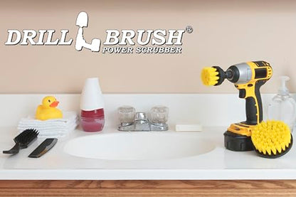 Drill Brush – Drill Brush Kit – Drill Brushes for Cleaning – Drill Brush Attachment - Drill Brush Set - Bathroom Accessories - Shower Cleaner - Bathtub - Bath Mat - Scrub Brush - Grout Cleaner - color: Yellow