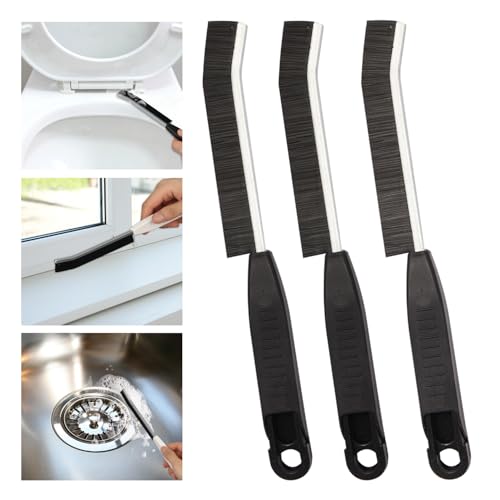Hard Bristle Crevice Cleaning Brush,Grout Cleaner Brush,Scrub Brushes for Tile Floor,Gap Cleaning Supplies with Clip for Bathtub,Shower,Sink,Kitchen,Home Essentials,Gi-ft for Women Men(3PCS) - color: Darkblack