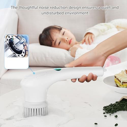 Electric Rotating Brush Kitchen Dishwashing Wonder Cordless Dish Brush with 5 Replaceable Brush Heads Powerful Cleaning for Pots and Pans