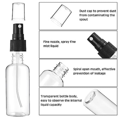 Kigley 100 Pcs Small Spray Bottle Bulk 4 oz Plastic Empty Mist Spray Bottles for Essential Oils Fine Mist Sprayer Reusable Refillable Portable Travel Containers for Perfume Cleaning Samples(Clear) - color: Clear