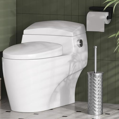 Toilet Bowl Brush and Holder Set 2 Pack with 4 Extra Brush Heads | Extra Long Handle with Splash Guard Cover, Tool-Free Installation, Bathroom Space-Saving, Cleaner Sets for Apartments, RV (Silver) - color: Silver