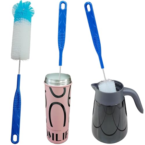 15.4" Long Handle Brush Cleaner with Rose Shape Head for Water Bottles, Cups, Mugs, Glassware, Baby Bottle, Wine Decanters, Hummingbird Feeder, Flasks, Tumblers, Dishes, Cookware, Jugs, Cup Lid