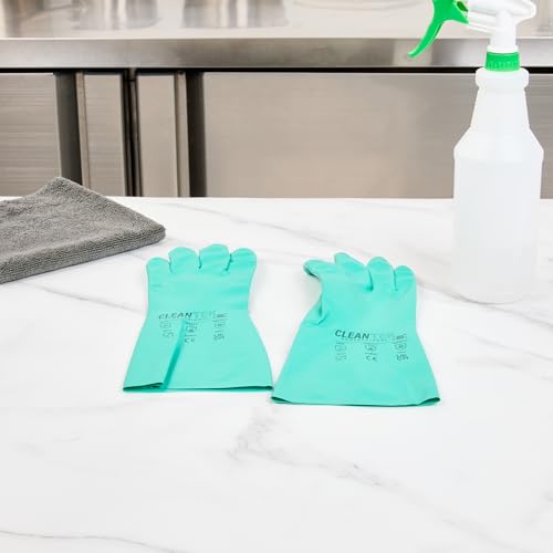 Restaurantware-Clean Tek Professional 15 Mil Small Cleaning Gloves, 1 Pair Of Long Cuff Gloves - Flock Lining, No-Powder, Green Nitrile Chemical Tolerant Gloves, No-Latex, Heavy-Duty Tasks - color: Green, size: Small