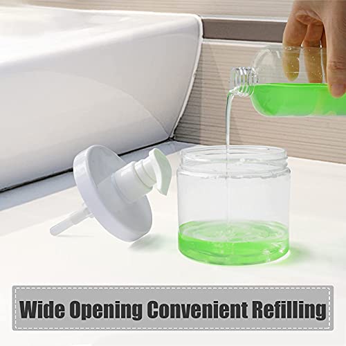Cosywell Pump Bottle Dispenser Plastic Refillable Bottles Wide Mouth Jar Style Empty Bathroom Shower Containers for Lotion Shampoo Conditioner (Clear, 2X 500ml) - color: Clear, size: 2x 500ml