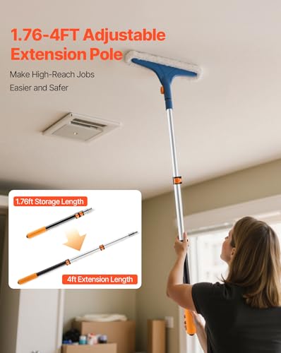 VEVOR Telescopic Extension Pole, 2-4 FT Multi-Purpose Extendable Pole, Sturdy Aluminum Alloy Paint Pole Extension with Flip-Lock Design, High Reach Roller Stick for Painting, Dusting and Cleaning - style: 2-4 FT