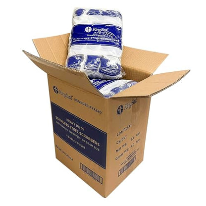 72 Count | KingSeal Stainless Steel Scrubbers, Scrub Pads, Heavy Duty, 50 gram Weight, Individually Wrapped - 6 Packs of 12 Scrubbers - size: 6 Pack/12 per Pack