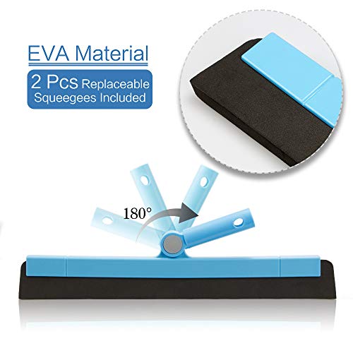KOLLIEE Floor Squeegee Adjustable 59'' Long Handle Professional Floor Squeegee with Hook Water Squeegee Foam Blade for Concrete Floor Tile Pet Hair Floor Wiper - size: Blue Floor Squeegee