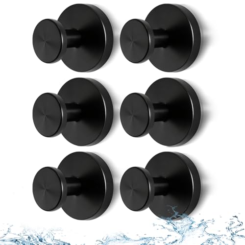 Black Suction Cup Hooks for Shower, Heavy Duty Vacuum Lock No Drill Hooks, Modern Matte Bathroom Hooks for Glass Door Tile & Windows, 6 Pack - color: Black, size: 6 Pack