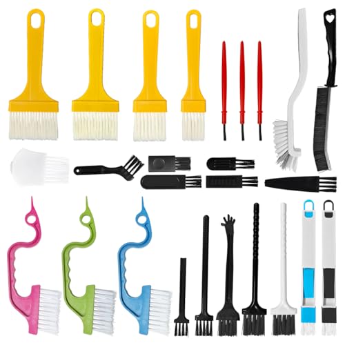 26PCS Crevice Cleaning Brush Set, Hard Bristle Tools for Tile Grout, Window Tracks, Bathroom/Kitchen Deep Cleaning – Versatile Brushes for Tight Gaps, Sinks, Toilets & Narrow Spaces