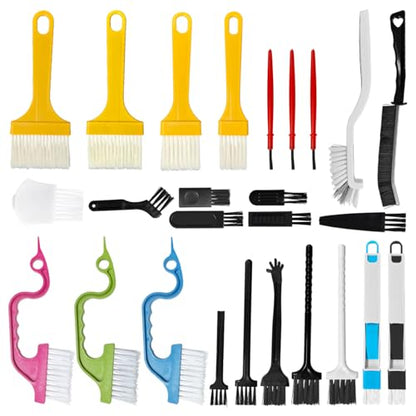26PCS Crevice Cleaning Brush Set, Hard Bristle Tools for Tile Grout, Window Tracks, Bathroom/Kitchen Deep Cleaning – Versatile Brushes for Tight Gaps, Sinks, Toilets & Narrow Spaces