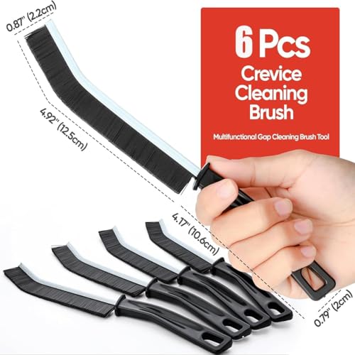 Hard Bristle Crevice Cleaning Brush, Small Cleaning Brushes, Grout Cleaner Brush, Toilet Brush, Scrub Brush for Shower Tile, Skinny Gap Cleaning Tools for Household Use(Pack of 6)