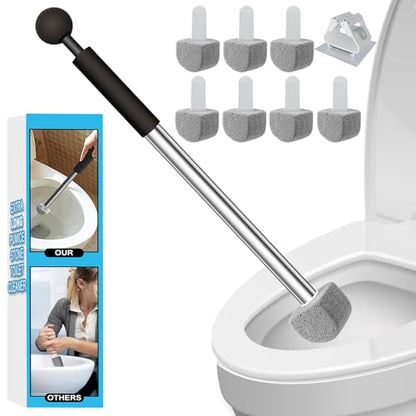 YINGMORE Pumice Stone Toilet Bowl Cleaner Toilet Deep Cleaning,Bathroom Cleaner Brush with Long Handle for Remove Hard Water Stains with Toilet Handle+ Pumice Stones - style: 1 Toilet Handle+7 Pumice