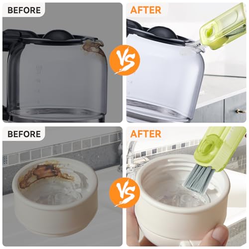 3 in 1 Cup Lid Gap Cleaning Brush Set, Multifunctional Bottle Cleaning Brush, Silicone Cup Lid Gap Cleaner, Home Kitchen Crevice Cleaning Tools (Green) - color: Green