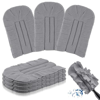 Zubebe 6 Pcs Duster Refill Reusable Fleece Duster Refills Feather Flat Dusters Multi Surface Washable Cleaning Pads Tools for Home, Blinds, Car, Pet, Furniture, Fans (Grey) - color: Gray