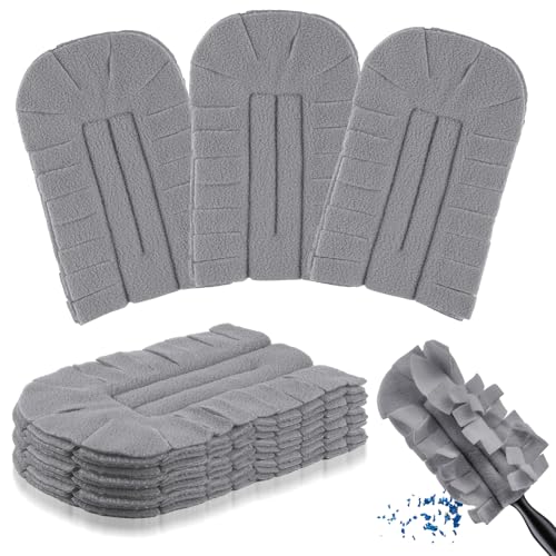 Zubebe 6 Pcs Duster Refill Reusable Fleece Duster Refills Feather Flat Dusters Multi Surface Washable Cleaning Pads Tools for Home, Blinds, Car, Pet, Furniture, Fans (Grey) - color: Gray