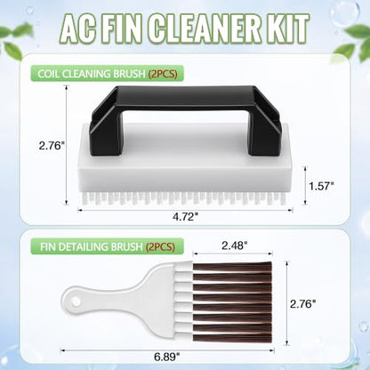 Dreyoo 4PCS AC Fin Comb Cleaner Kit, Air Conditioner Fin Comb, Air Coil Cleaning Brush & AC Straightener Coil Cleaner for HVAC, Evaporator, Refrigerator, Radiator Repair Tool - style: Brush