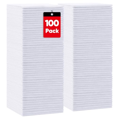 HOMEXCEL White Microfiber Cleaning Cloths 100 Pack, Reusable Cleaning Rags Shop Towels - Bulk Multipurpose Microfiber Towels, Lint Free Cleaning Towels for Car, House & Kitchen, 11.5 x 11.5 inch - color: White