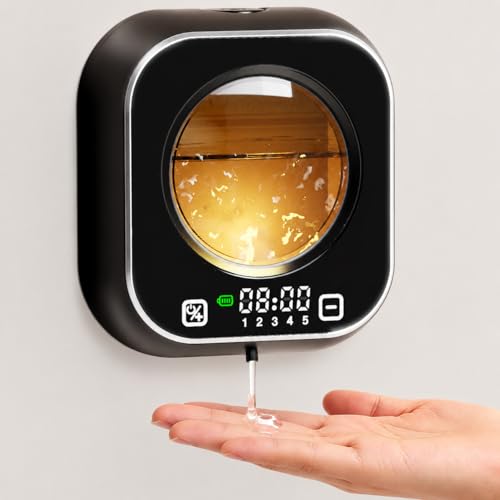 Automatic Liquid Soap Dispenser, Wall Mounted Soap Dispenser, 320ML Electric Touchless Rechargeable, Self-Cleaning & Transparent Window, No-Drill Waterproof for Bathroom, Kitchen - color: Black