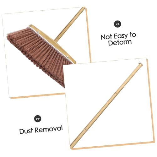 MAGICLULU Golden Stainless Steel Dust Broom Weather Resistant and Moistureproof Material with Detachable Handle Sturdy Hardwood Floor Sweeper for Indoor and Yard Floor Cleaning for House