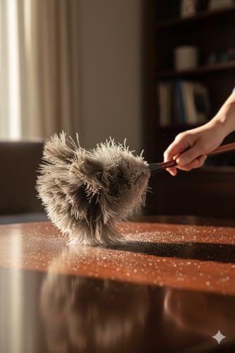 Premium Professional Feather Duster 21" | Natural Handheld Duster for Cleaning & Feather Mopping | Genuine Ostrich Feather with Long Wooden Handle | Eco-Friendly & Reusable (50 cm)