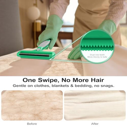 4-in-1 Pet Hair Remover & Lint Tool, Reusable Carpet Cleaner for Dog & Cat Fur - Safe for Couch, Clothes, Rugs & Car Mats - Portable Detailer with 4 Modes for Deep Cleaning & Delicate Fabrics