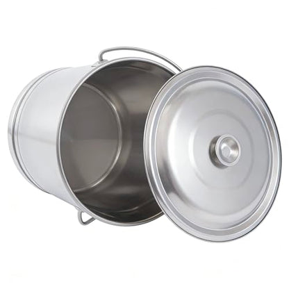 20L/21Qt/5Gal Stainless Steel Bucket Milk Metal Pail Ice Bucket Compost Bin | Kitchen Kennels Farms Scrap Food Waste Scrap Slop Storage Buckets Container Garbage Pail with Lid and Handle - size: 20L/21Qt：13.78*13.78*11.81 inch