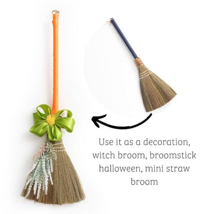Handmade Whisk Sweeping Broom - Brooms for Wedding Jumping Ceremony Halloween DIY Decoration - Vietnamese Straw Soft Broom - 12.2" Width, 28.35" Length - style: Blue