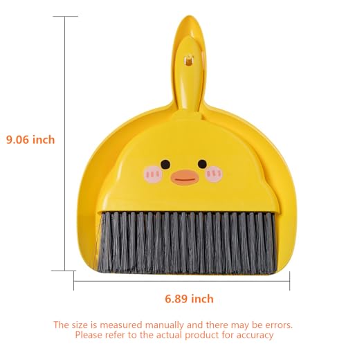 Cute Mini Broom and Dustpan Set, Small Yellow Dust Pan and Brush Set for Cleaning Tabletop, Compact Handheld Dustpan
