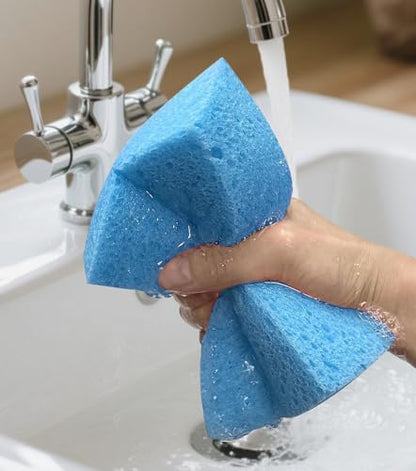 Cleaning and Washing Sponge, 3 Pack Large Extra Thick Heavy Duty Sponge Multi-Purpose for Kitchen Bathroom Bike Boat Car, Natural Cellulose Sponges 4" X 6" X 2" (Blue) - color: A-blue