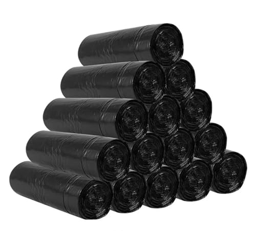 Garbage bag, household automatic closure drawstring plastic bag, kitchen thick large drawstring garbage bag - color: Black (120 pieces)