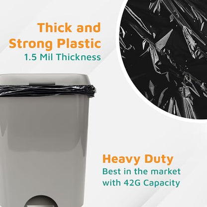 PlasticMill Heavy Duty Black Tall Trash Can Liners - 42-Gallon Large Kitchen Trash Bags, 1.5 Mil, 33"x48" (100-Count) - size: 1.5 Mil/100 Bags