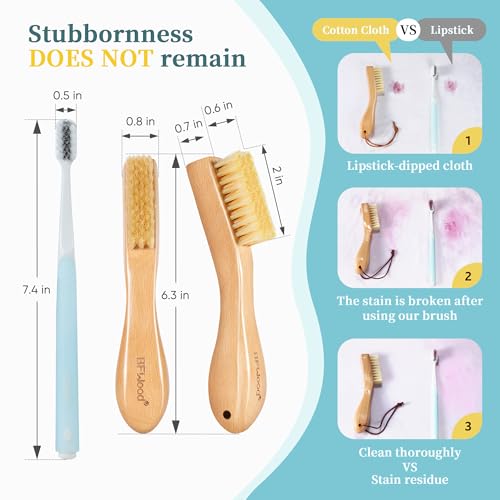 BFWood Laundry Stain Brush, Natural Soft Boar Bristles, Removes Tough Stains from Delicate Fabrics Like Knits, Cotton, and Linens, Gentle on Fabrics, No Damage - style: Regular