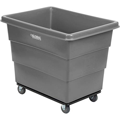 Global Industrial 12 Bushel Plastic Bulk Box Truck, Steel Chassis Base, 1000 lbs. Capacity, 4" Non-Maring Rubber Casters, Gray, 38-2/5"L x 28-9/10"W x 33" H - color: Gray