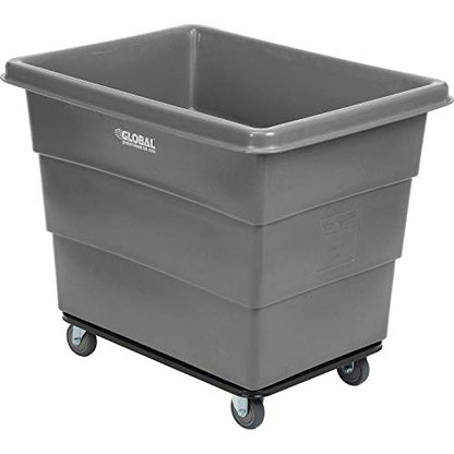 Global Industrial 12 Bushel Plastic Bulk Box Truck, Steel Chassis Base, 1000 lbs. Capacity, 4" Non-Maring Rubber Casters, Gray, 38-2/5"L x 28-9/10"W x 33" H - color: Gray
