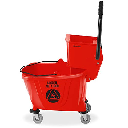 Dryser Commercial Side Press Wringer Combo Mop Bucket, 33 Quart, Red - color: Red