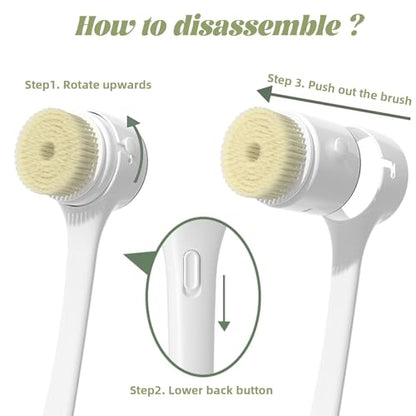 Electric Body Brush, 3 Speed Silicone Body Scrubber with LCD Display, 5in1 Back Scrubber for Shower, Waterproof Rotating Body Brushes, Rechargeable Bath Brush for Clean Exfoliate Massage (Green) - color: Green