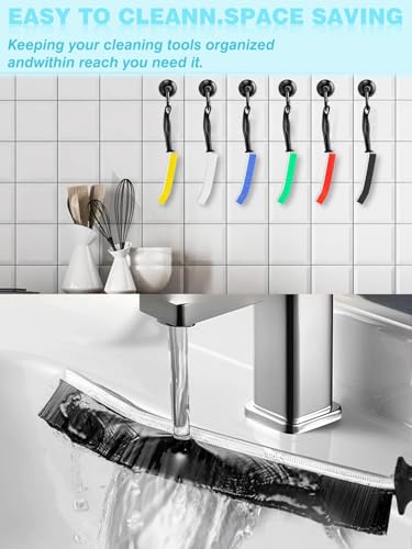 Crevice Cleaning Brush, 6Pcs Hard Bristle Multifunctional Gap Cleaning Brush Tool, Bathroom Gap Brush for Deep Cleaning Kitchen,Grout, Sink, Corners, Tight Spaces-Black