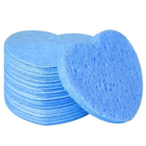 50-Count Facial Sponges Compressed, 100% Natural Cellulose Face Sponge Professional Cosmetic Spa Sponges for Face Cleansing, Exfoliating Mask, Makeup Removal for Travel and Home, Blue - color: 50- Pack Blue