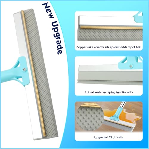 Carpet Rake for Pet Hair Removal, 54" Adjustable Long Handle 3 in 1 Carpet Rake & Pet Hair Removal Gloves for Cat Dog Fur Remover for Carpets, Rugs, Mats and Furniture(with 2 Hooks) - size: Carpet Rake & Hair Removal Gloves