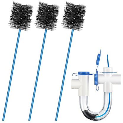 3 Pcs Condensate Trap Flexible Drain Brush, 16 Inch AC Drain Line Cleaning Brush for AC & HAVC Condensate P Trap, Blue - color: Blue, size: 16 Inch