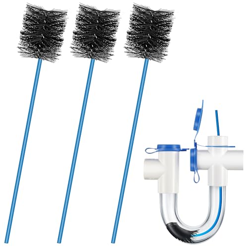 3 Pcs Condensate Trap Flexible Drain Brush, 16 Inch AC Drain Line Cleaning Brush for AC & HAVC Condensate P Trap, Blue - color: Blue, size: 16 Inch