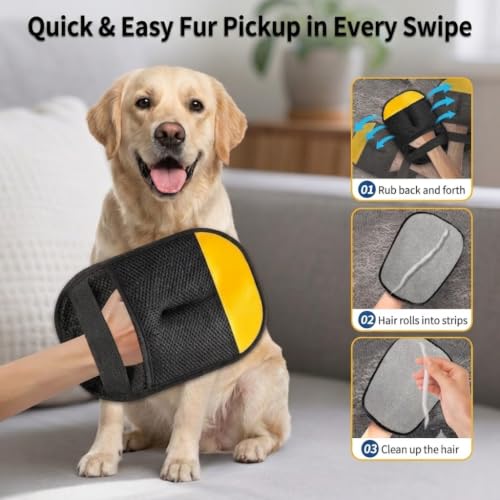 Pet Hair Remover Glove for Dogs & Cats – Reusable Fur Cleaning Mitt for Couch, Carpet, Furniture & Clothes – Easy Lint & Hair Removal Tool