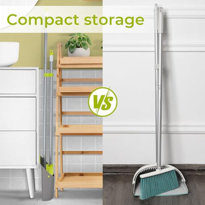 Broom and Dustpan Set with Long Handle 52", Standing Broom and Dust Pan Set for Home Kitchen Room Office Lobby Green - color: Green