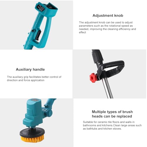 Electric Spin Scrubber Extra Long Foldable Compatible with Makita 18V Battery(Tool Only),Cordless Rechargeable Spin Scrubber,1800RPM Cordless Cleaning Brush for Bath/Tub/Tile/Floor