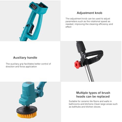 Electric Spin Scrubber Extra Long Foldable Compatible with Makita 18V Battery(Tool Only),Cordless Rechargeable Spin Scrubber,1800RPM Cordless Cleaning Brush for Bath/Tub/Tile/Floor