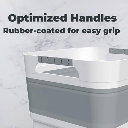 GIMWA 2.6 Gallon Collapsible Wash Basin - Large Capacity Portable Dish Tub with Drain Plug for Baby Bottles, RV Camping Kitchen, Space-Saving Foldable Sink (Gray) - color: Gray