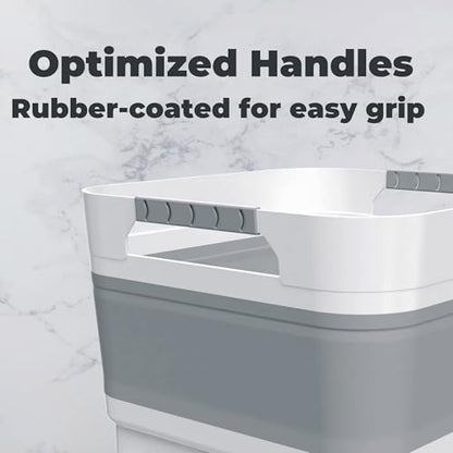 GIMWA 2.6 Gallon Collapsible Wash Basin - Large Capacity Portable Dish Tub with Drain Plug for Baby Bottles, RV Camping Kitchen, Space-Saving Foldable Sink (Gray) - color: Gray