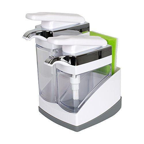 Casabella Sink Sider Duo with Sponge - White & Chrome Plating - color: White