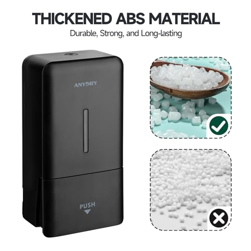 anydry 27oz (800 ml) Manual Wall Mounted Soap Dispenser, Ideal for Commercial Bathrooms Restaurants Hotels, Use with Liquid Hand Soap Shampoo, ABS Black - color: Elegant Black
