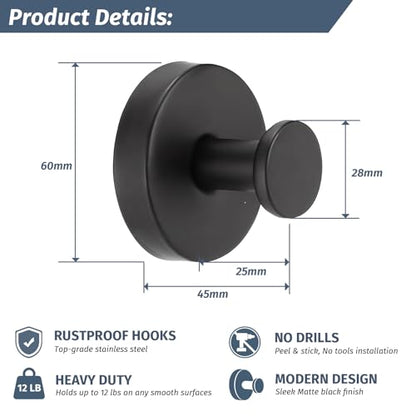 Rise age Suction Cup Shower Hooks, Suction Towel Hooks for Bathrooms | Waterproof, No Drill, Heavy Duty, Stainless Steel, Removable, Renter Friendly, Easy to Install, Silver 4 Pcs - color: Silver